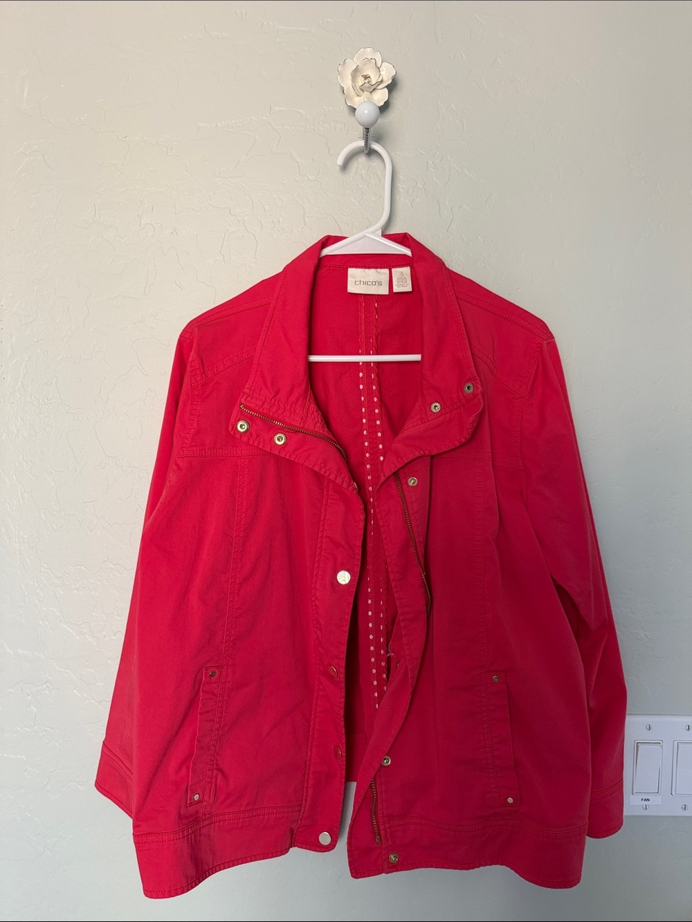 Chico's Vibrant Red Utility Jacket